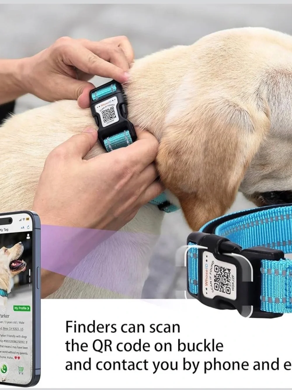 smart QR reflective pet collar XS